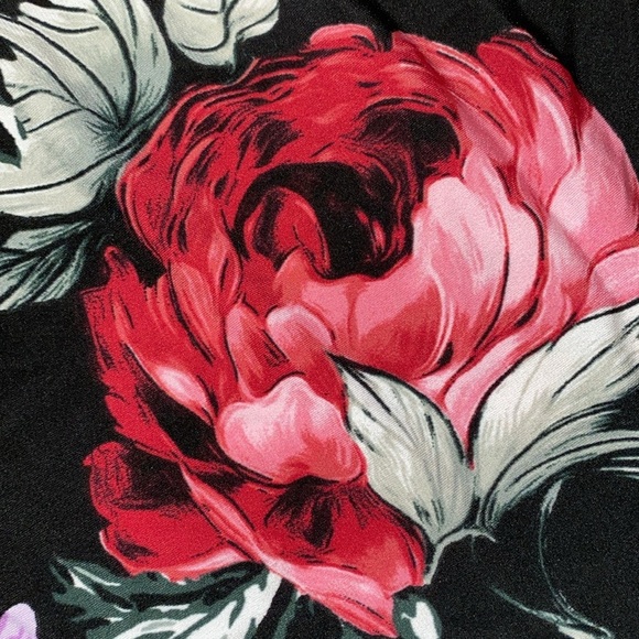 ROZ & ALI floral midi dress 3/4 bell sleeves stretchy scoop small flaw size 2X - Picture 4 of 13